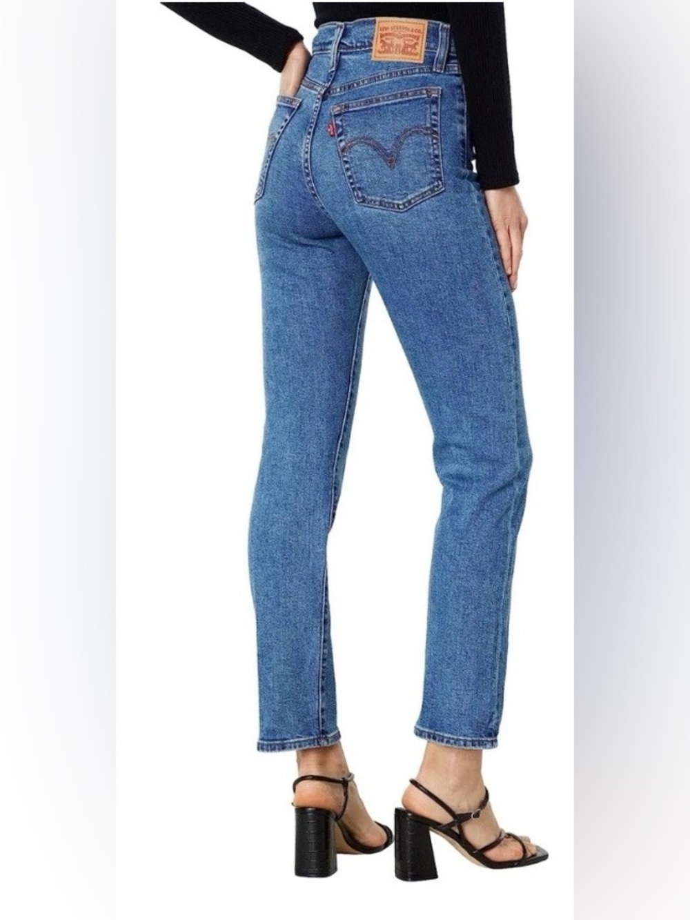 Levi’s Wedgie Straight Jeans 26 High Rise Button Fly Stretch Denim 27 Inseam